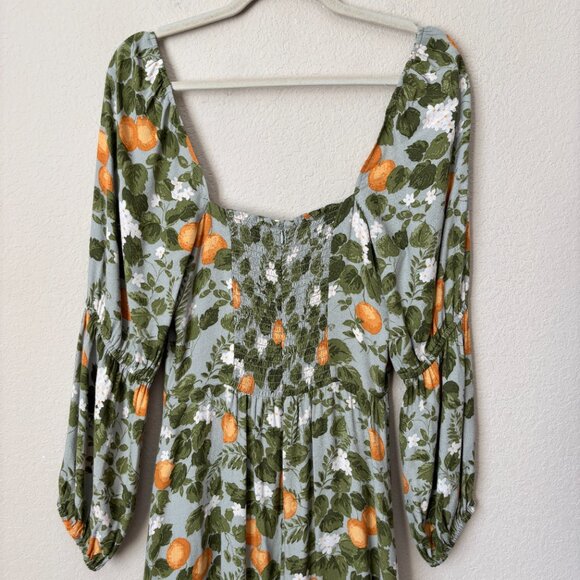 Reformation Mica Midi Dress in Orange Grove Novelty Print Spring Summer - Picture 10 of 10